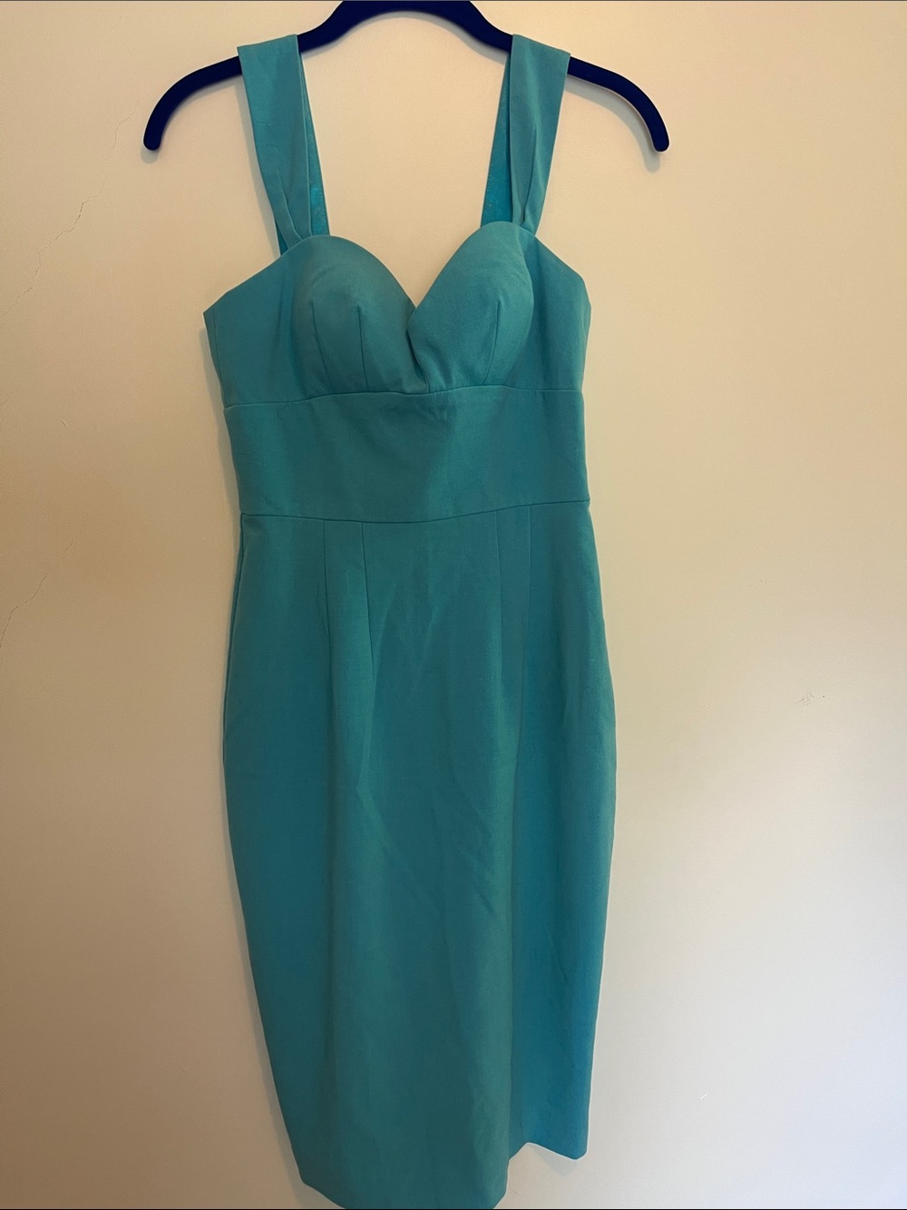 Sleeveless Teal Sheath Dress with Sweetheart Neckline
